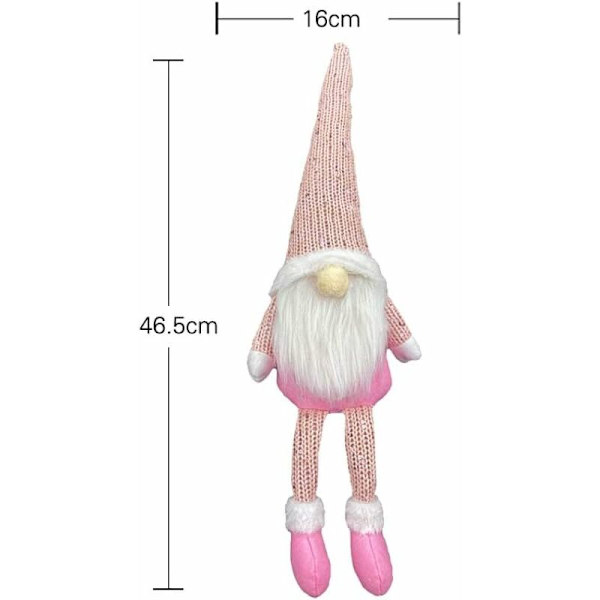 Handgjord tomtedekoration gnom julfigur julgransprydnad för jul, bröllop och festdekoration (rosa)-Fei Yu
