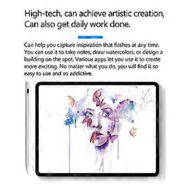Aktiv pekepenn for nettbrett med håndflateavvisning, tiltsensitivitet, skråstilling, fet skrift, presis magnetisk pekepenn for IOS-nettbrett, hvit