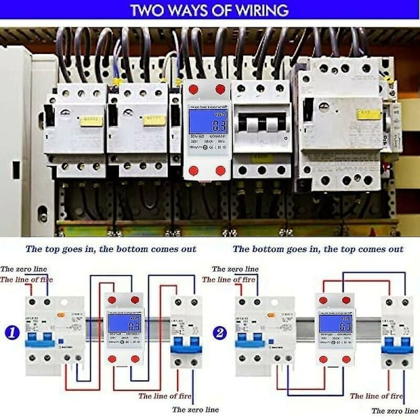 LCD Digital Elektrisitetsmåler Trefasemåler Trefase 4-leder Trefasemåler for DIN-skinne AC-måler, 1