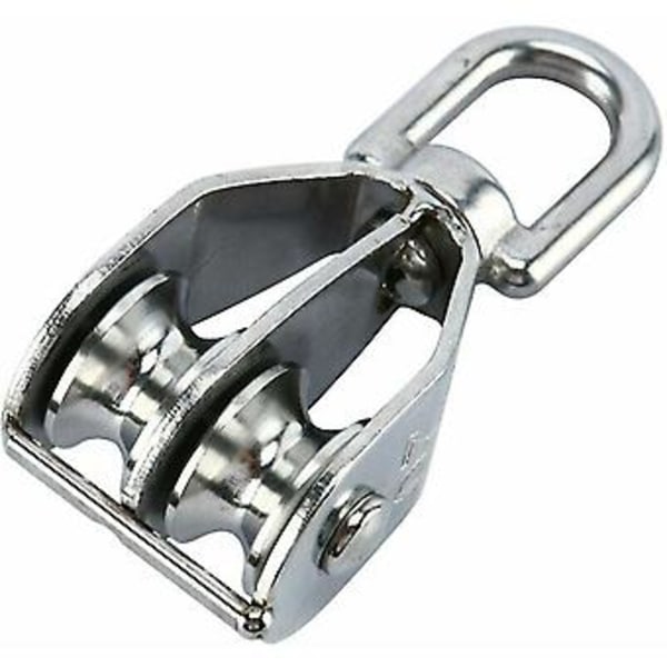 Sett med 2 304 rustfrie stål doble trinser - med svingkrok (m20)