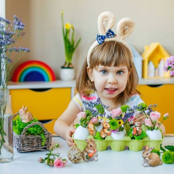 Pienet pupufiguurit, pupun puutarhakoristeet, tyylikkäät puput, pääsiäiskoristeet, hartsiset pääsiäispuput, kanin pöytäkoristeet, koristeet kevääseen