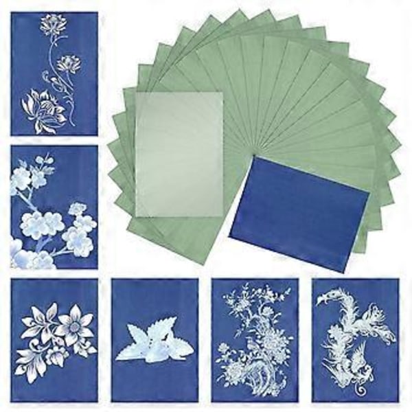 Cyanotype Papperskit, 24 st Soltryckspapper A5 Solritningspapper Känslighet Naturtryckspapper för Konst och Hantverk
