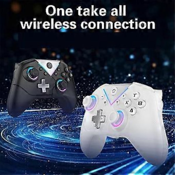 Spelkonsol Sexaxlig med Makroprogrammerbar Trådlös Bluetooth-handkontroll Spelkontroll för Switch Vit