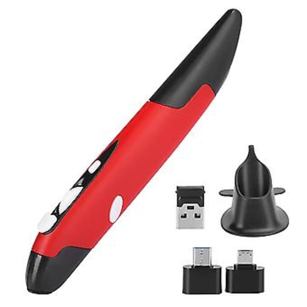 USB Dator Stylus PC Delar Trådlös 2.4G Mus Penna Typ Personlig Innovativ Vertikal (Röd PR-03)
