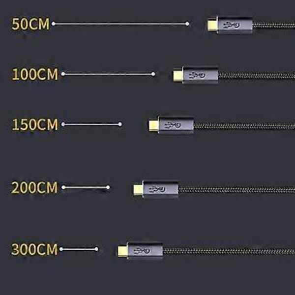 Hurtigoplader Type C USB C Datakabel 20Gbps Hurtig Opladning 100w