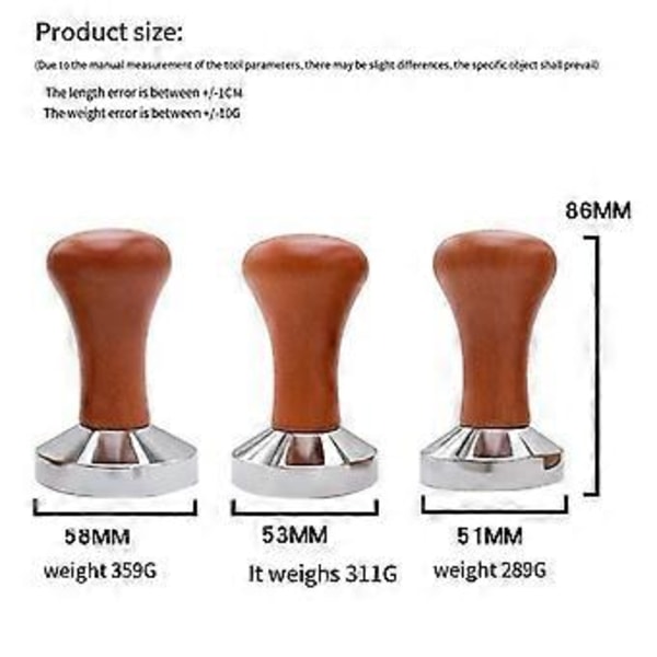 Kaffepress Trä Rostfritt Stål Bas Lämplig för Espressomaskin Tillbehör 51mm