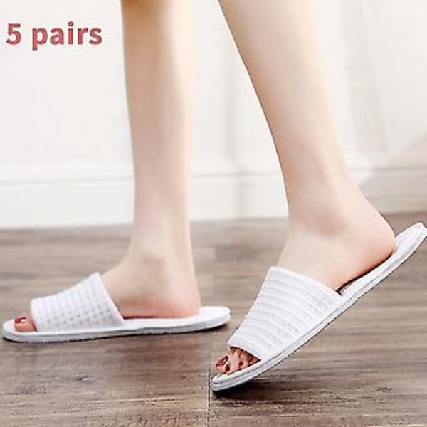 Spa Slippers, 5 Par Åben Tå Engangs Slippers Passer Størrelse Til Mænd Og Kvinder Til Hotel Hjem Os