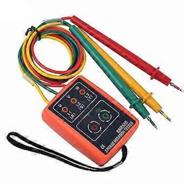 Ny 3-Fase Sekvens Rotations Tester Indikator Detektor Måler LED Buzzer Med Bærbar Pose TD-LED