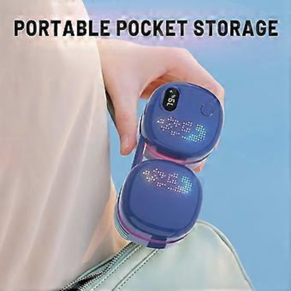 Kannettava kaulatuuletin, 2000 mAh LCD-näyttö ladattava (sininen)