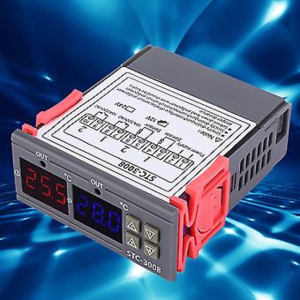 Digitaalinen älykäs termostaatti säädettävällä lämpötilansäätimellä ja kahdella NTC-anturilla (12V)
