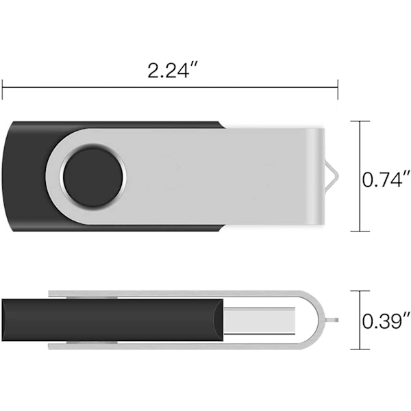 32 GB USB-flashdrev, 32 GB USB 2.0-svingbare hukommelsespinde, jumpdrev, zipdrev til datasikkerhedskopiering, sort, 5-pak - sort