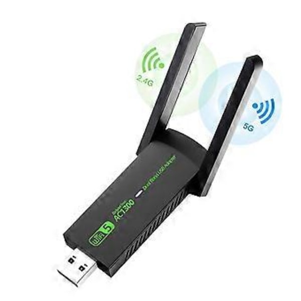 1300Mbps USB WiFi Adapter Dual Band 2.4G 5GHz Trådløs Dongle Signalmodtager til PC/Laptop Win 7/8/10/11 Driverfri