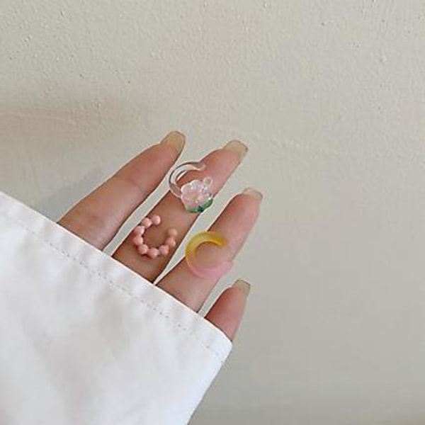 Rosa Öronmanschett Örhängen - Trendig Clip-On Design, Justerbara och Hålfria för Flickor, 3 st Set