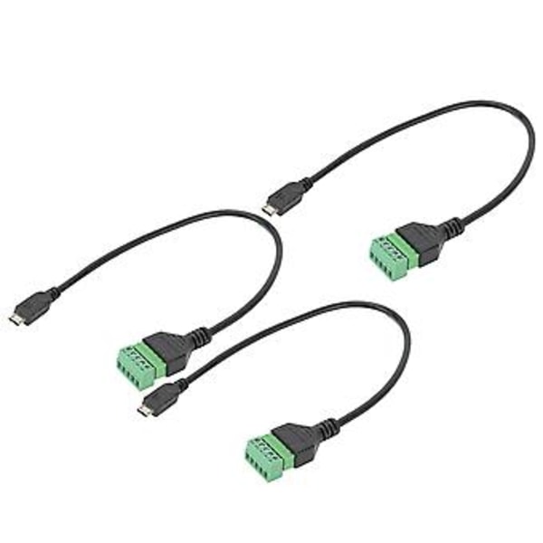 3 stk. Micro USB 5-pinners hann til 5-pinners skrue med skjold Lødfri terminalpluggadapterkabel