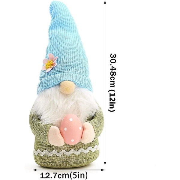 Påsk Gnome Plyschdocka Dekorationer Påsk Dvärgdocka Håller Ägg Blå