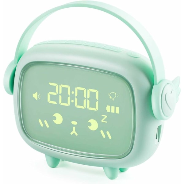 Kids Alarm Clock, Rechargeable Digital Alarm Clock with LED Display 2 Alarms Night Light Snooze Wake Up Lamp Bedside Clock Morning Alarm Clock for K