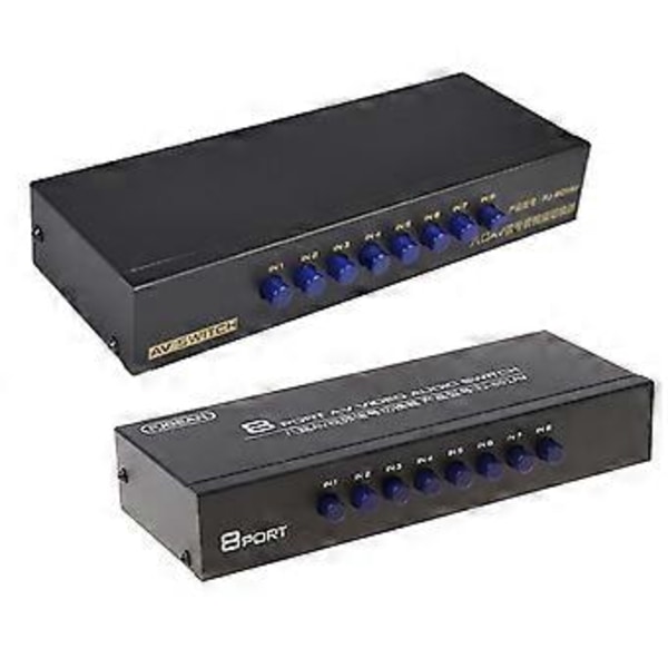 8-veis AV-bryter RCA-velger 8 inn 1 ut komposittvideo L/R-velgerboks for DVD STB-spillkonsoller