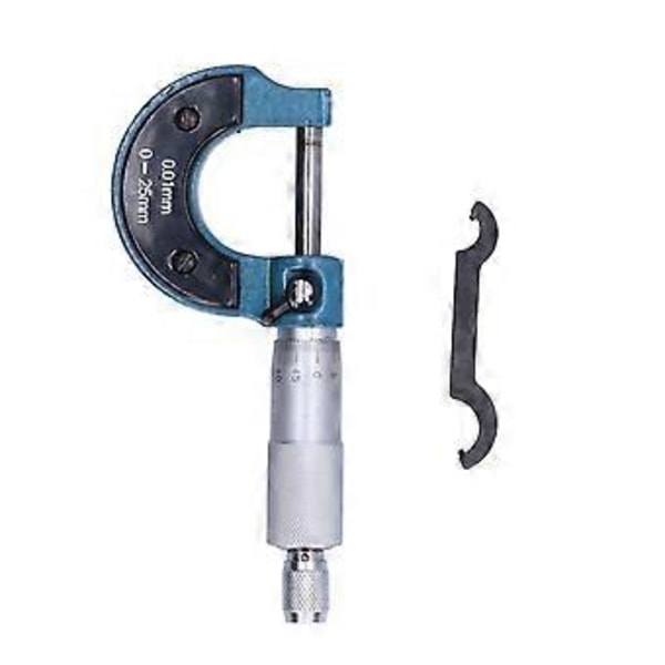 Utanpåliggande Mikrometer Rostfritt Stål Hög Precision Tjockleksmätningsverktyg med Nyckel 0.01mm 0-25mm
