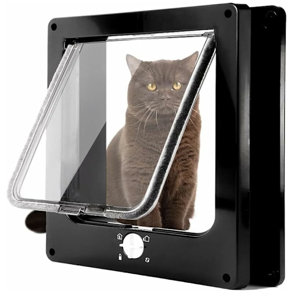 Cat Flap, 4-Way Magnetic Pet Door for Cats and Small Dogs, Manual Sliding Pet Door(Black,XL)