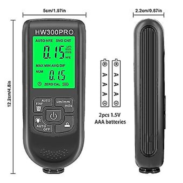 -300pro Lagtykkelsesmåler 0-2000um Biltykkelsesmåler Automotive Meter()