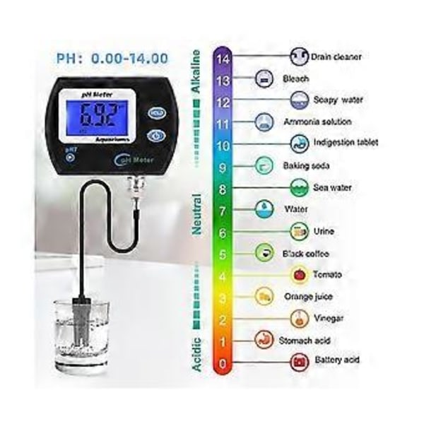 Noggrann pH-mätare för akvarium Multi-parameter Vattenkvalitetsmonitor Online pH-mätare Acidometer E