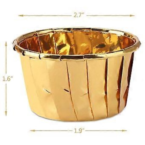 50 stk. Muffinforme i aluminiumsfolie, engangsmuffinforme, bageforme i aluminium, muffinforme, ramekinholdere, små buddingforme - Guld
