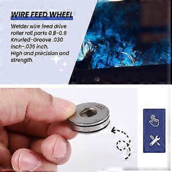 MIG Svets Trådmatning Drivrulle Rullhjul Kit 25mm Diameter 0.8-0.9mm/.030 Tum-.035 Tum