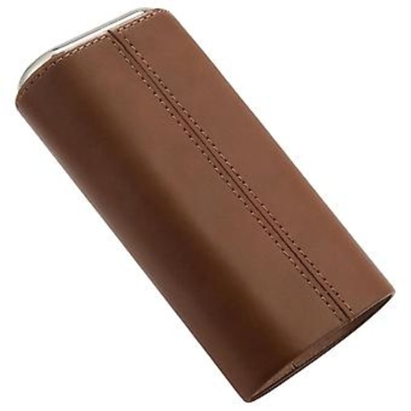 Högkvalitativ 3-finger Humidor Portabel Cigarrlåda Brun Cigarr Läderfodral Med Cigarrskärare