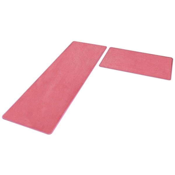 Ensfarvet absorberende køkkenmåtte lang bademåtte skridsikker tæppe pink hjemmetæppe