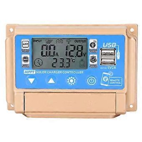 12V 24V MPPT Solpanelregulator Dubbel USB 5V 2A Utgång LCD-Display BT Solcellsladdningsregulator 60A
