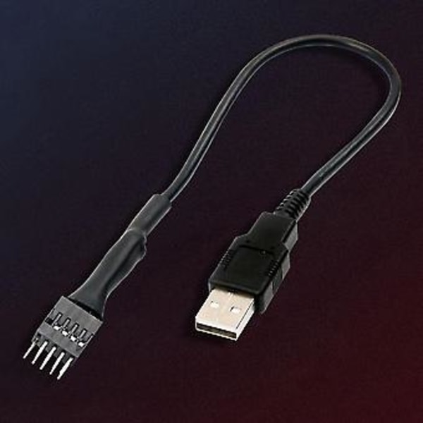 9-nastainen uros - ulkoinen USB A -uros PC-emolevyn sisäinen datakaapeli 20 cm