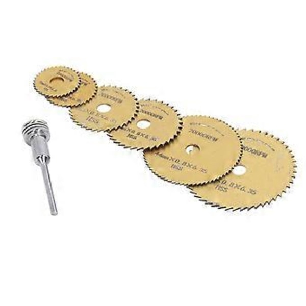 7-delars set HSS Sågblad Ultratunn Snabbskärande Mini Portabel Träbearbetnings Cirkelsågblad med Stång för Trä PVC