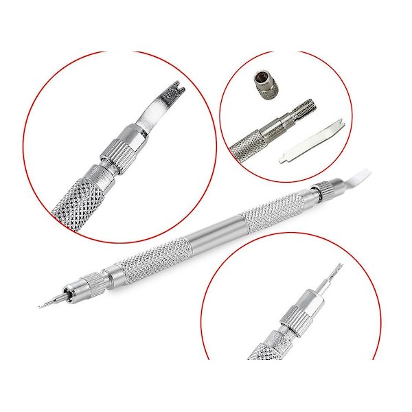 Klockreparation fjäderstång verktyg stål kedjeremover stift tryckstång med reservdel