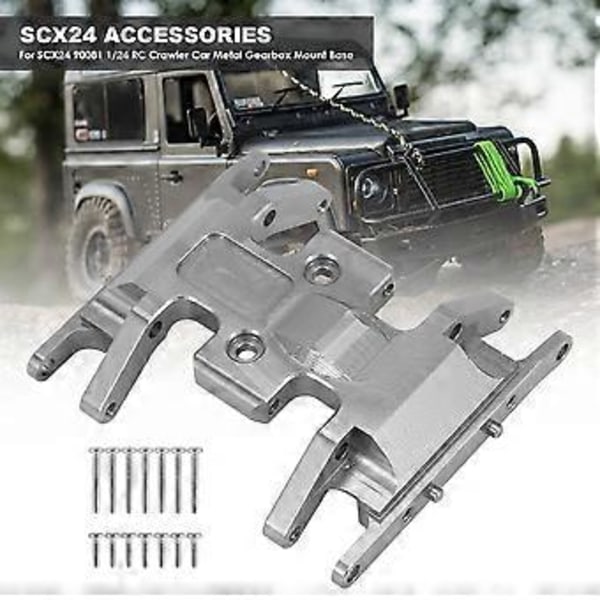för Axial SCX24 90081 1/24 RC Crawler Bil Metall Växellådsfäste Bas Transmission Hållare Glidplatta Uppgraderingsdelar, Silver
