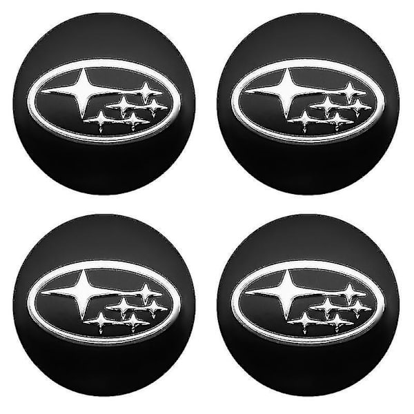 4 stk. 56+60mm Bilhjulnav Center Caps Klistermærke Fælgdæksel Auto Emblem Styling Til Subaru STI Impreza Forester XV Tribeca, 56mm Sort