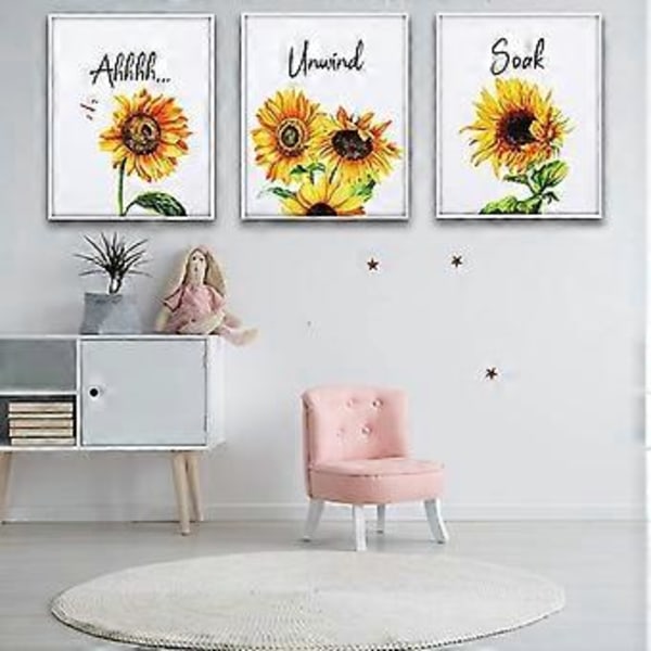 6 Delar Solros Badrumsinredning Relax Soak Unwind Väggmålning Konst Kvinnor Flickor College Vardagsrum Badrum Barnkammare