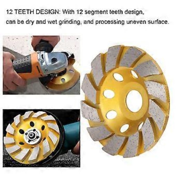 4in Betonslibeskive 12 Segment Kraftig Turbo Række Diamant Kop Poleringsskive