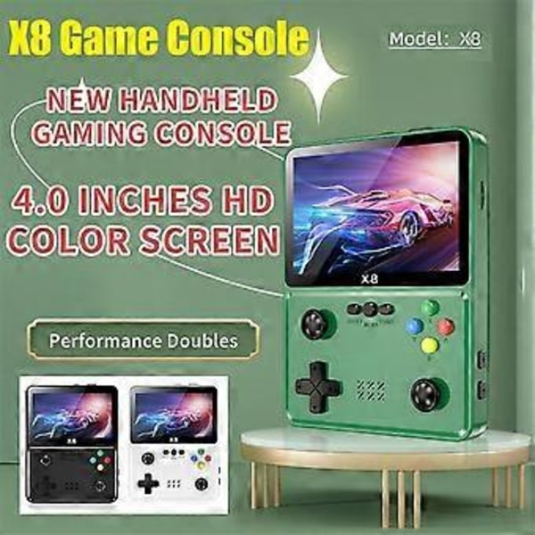 X8 Retro Spillekonsol 4 tommer IPS Skærm Håndholdt Spilleafspiller 10 Simulatorer Videospillekonsol til SFC Sort