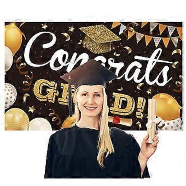 Tillykke Dimittend! Stort Banner Foto Baggrund Rekvisit Fotoshoot Vægdekoration Dimissionsfestartikler