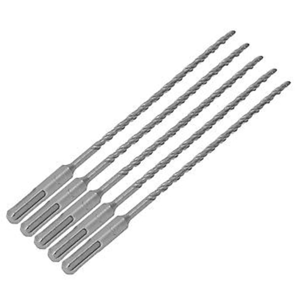 5 ST Impactborr med hårdmetallspets, roterande hammarborr, 2-spåriga spiralborrar för tegel och betong, 210 mm, 5 mm  / 0,2 tum