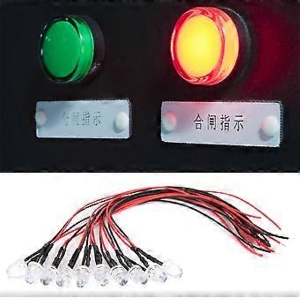 50 STK 12V 8mm Kromatiske LED Lampeperler med 20CM 26AWG Ledning til Industrielt Brug (Hvid & Jade Grøn)