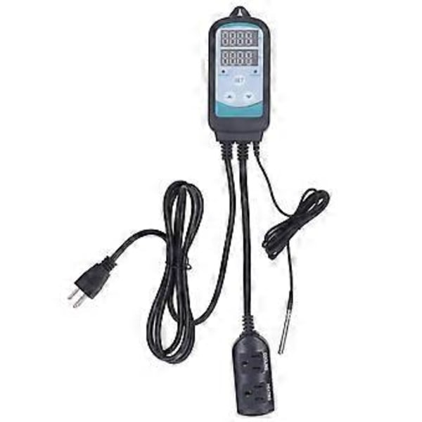 Oppvarming Kjøling Dual Stage Temperaturkontroller Dobbel Display Termostat for Akvarium