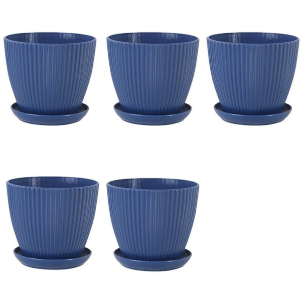 Plastblomsterpotter for planter, sett med 5 6 tommers blomsterpotter med dreneringshull og fat, for innendørs utendørs D