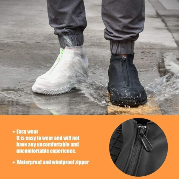 Vattentäta skoöverdrag Skoöverdrag för regn Silikon Halkfri hållbara och återanvändbara skoöverdrag Överdragsskor Svart XL