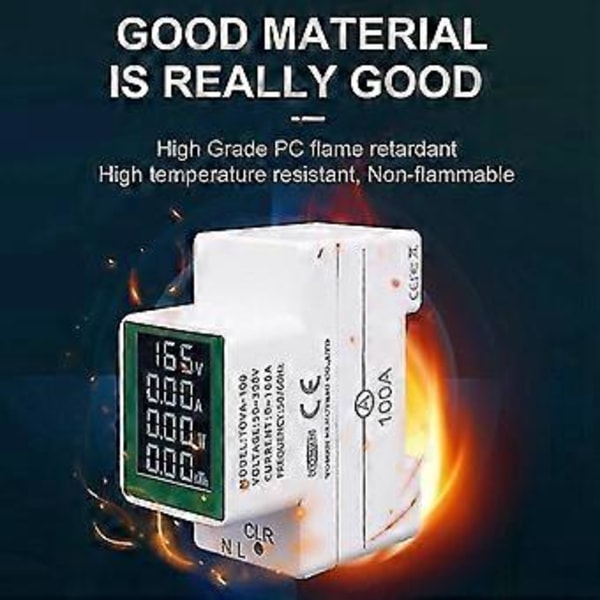 4-i-1 DIN-skena AC-mätare 110V 220V 100A Spänning Ström KWh Elektrisk Energimätare Volt Amp Voltmeter Amperemeter Wattmeter