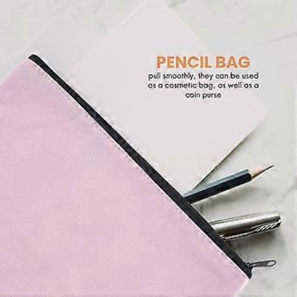 12-pack Rosa Sminkväska i Canvas, Kosmetikväskor i Bulk med Flerfärgad Dragkedja, Canvas Dragkedja Pennfodral, DIY Hantverk