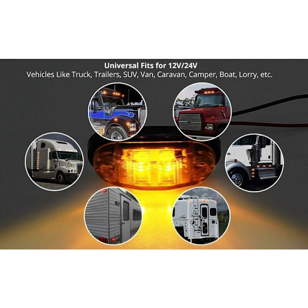 6 x Side Marker Lights 12V 24V Orange LED Front Side Marker Lights Side Marker Lights LED Side Marker Lights for Car Trailer RV Caravan Motorcycle M