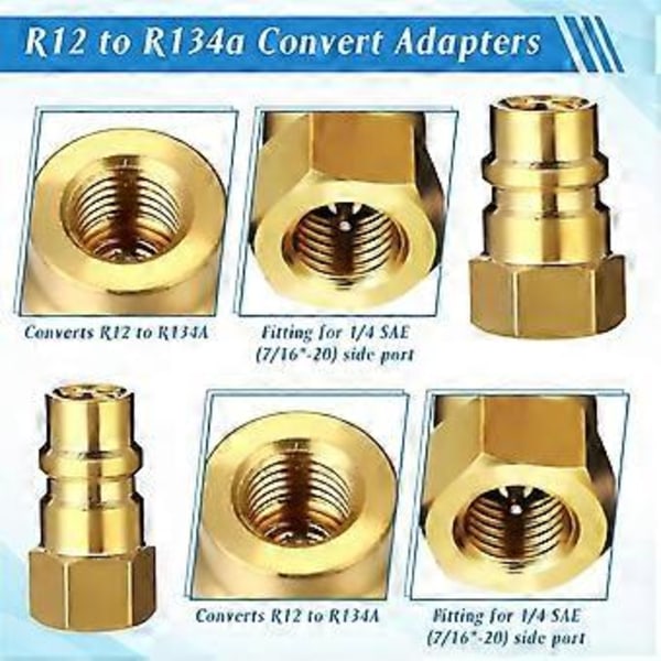 AC R134A Adapter Hurtigkoblingssæt, R134a Tankhaneventil R134a til R22/410a til Aircondition Kølesystem