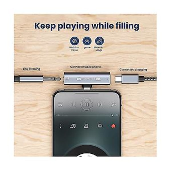 2in1 Usb Type-c - Usb C/3,5mm Kuulokeadapteri Ph Dac O Muunnin 32bit/384khz Digitaalinen