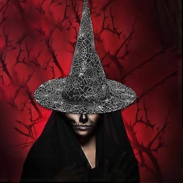 Halloweenhatt Bärbar Tyg Skräckinjagande Spindelnät Häxhatt För Maskerad